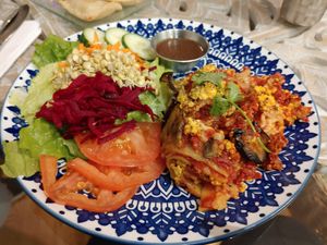 Vegan lasagna at Peace-Garden in Ottawa