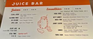Smoothie bar menu  at Carmel Belle in Carmel-by-the-sea