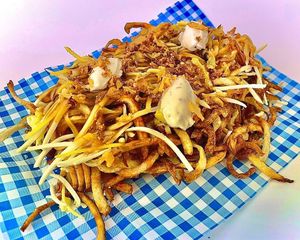 Dirty Canadian Poutine Loaded Shoestring Fries 🍟 at Vausages in Lichfield