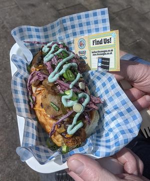 Jerk hot dog at Vausages in Lichfield