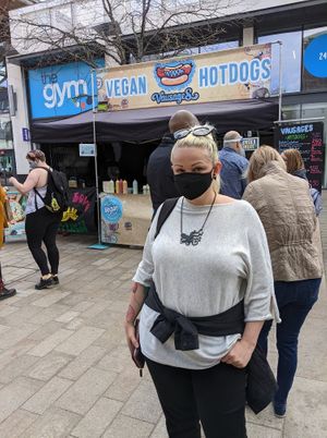 Stall at vegan market event in sheffield at Vausages in Lichfield