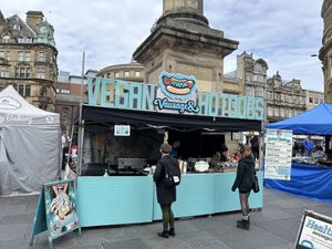 At Newcastle Vegan Street food festival 20.4.24  at Vausages in Lichfield