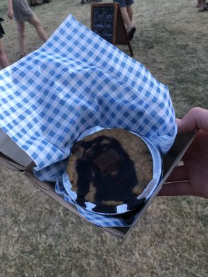 Baked cookie dough with chocolate caramel and biscoff (£6).  at Vausages in Lichfield