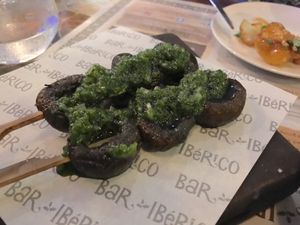 Vegan mushroom pinchos  at Bar Iberico in Nottingham