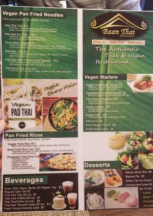 Vegan menu 1 at Baan Thai in Las Vegas