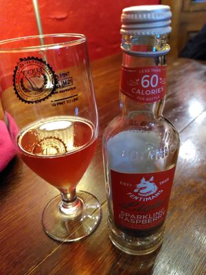 Sparkling raspberry drink (November 2023) at Honey Cafe in Brecon