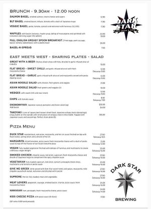 Menu at Dark Star Ale House & Cafe in Diamond Harbour