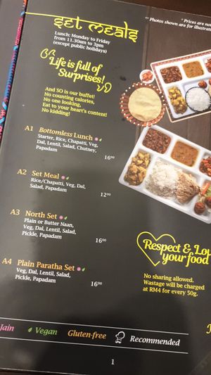 Menu at Mr Naan & Mrs Idly in Kuala Lumpur