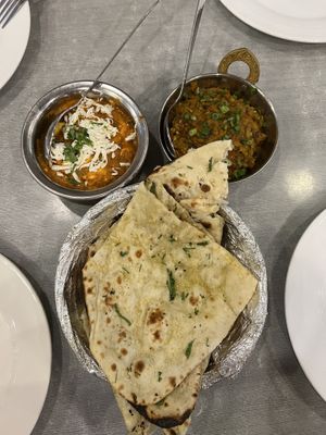 Garlic naan with paneer masala & roasted eggplant    at Mr Naan & Mrs Idly in Kuala Lumpur