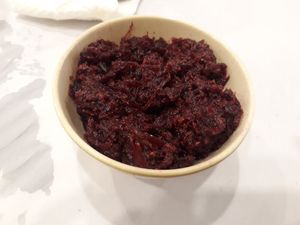 Free vegan beetroot pudding at Mr Naan & Mrs Idly in Kuala Lumpur