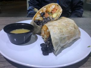 XXL burrito with tater tots at Heirloom Craft Kitchen in Indio
