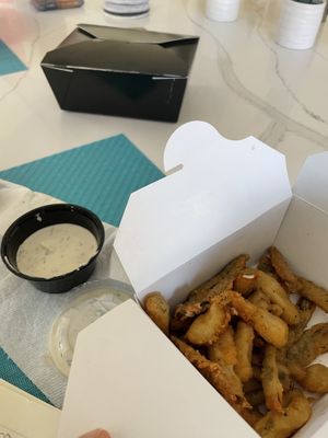 Fried pickles   at Heirloom Craft Kitchen in Indio