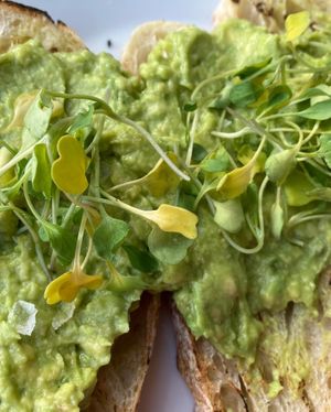 Avocado toast. So good!!  at Heirloom Craft Kitchen in Indio