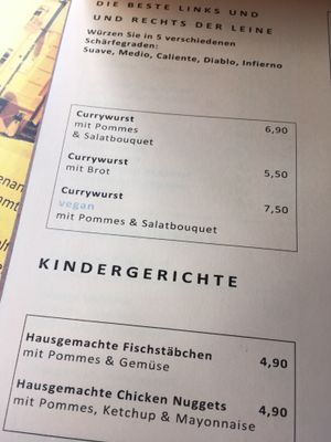 vegan currywurst (sausage)  at 120 Cientoveinte in Hannover