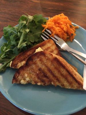 Vegan grilled cheese (single) at Kafe Chaos in Bergen