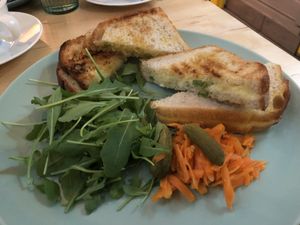 Double vegan grilled cheese. at Kafe Chaos in Bergen