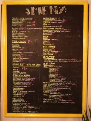 Menu at Kafe Chaos in Bergen