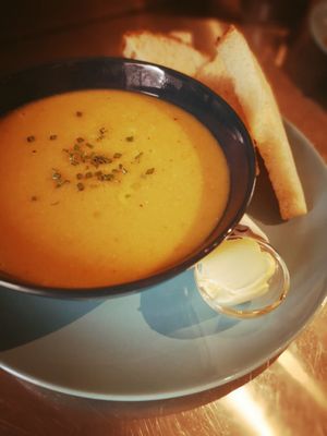 Vegan soup at Kafe Chaos in Bergen