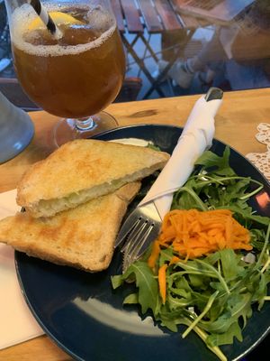 Vegan grilled cheese sandwich  at Kafe Chaos in Bergen