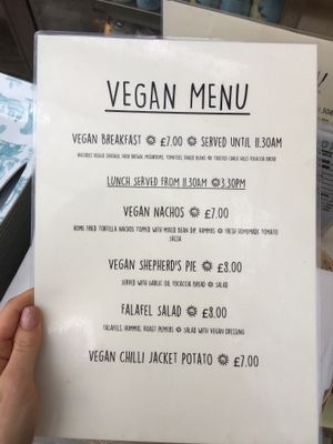 The vegan lunch options  at Priory Farm in Redhill