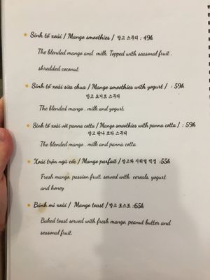Mango menu 4 at Avos & Mango in Hoi An