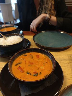 Red curry with rice at Wok n Kurry in Riga