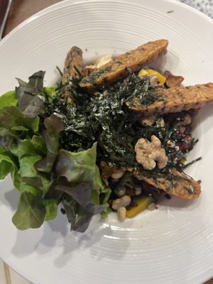 Rice salad with tempeh  at Ohkajhu Organic Restaurant in Bangkok