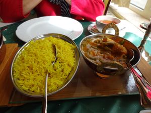 Rice and tofu with vegetables.  at Kitchens Of India in Bremen
