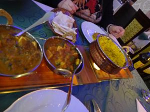 vegan dishes: vegetables, rice and curry sauce at Kitchens Of India in Bremen