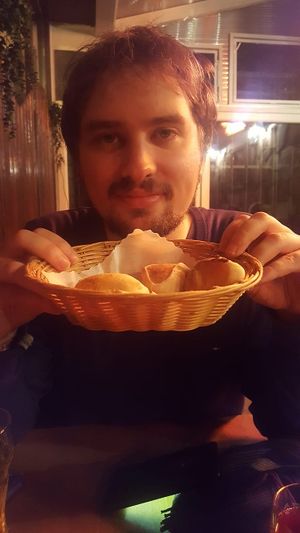 Free pizza bread :) at Diana in Cologne