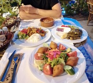 Vegan and vegetarian options on the table. Very tasty at Organic Cave Kitchen in Goreme