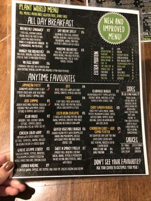 all vegan menu! at M&Js Eatery in Bedford