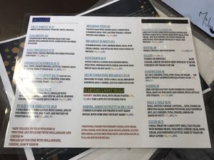 Breakfast menu at M&Js Eatery in Bedford