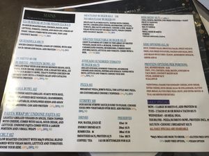 Mains menu at M&Js Eatery in Bedford