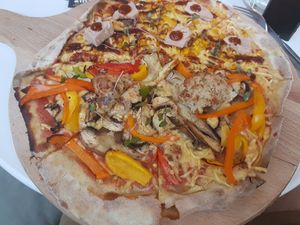 "Pizza Night" with homemade vegan cheeses! at Rubik's Superfood & Coffee in Patras