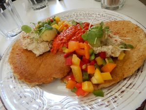 Red Pesto Vegan Pancakes at Rubik's Superfood & Coffee in Patras