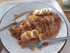 Vegan pancakes! at Rubik's Superfood & Coffee in Patras