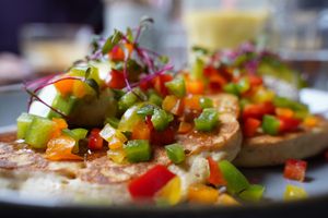 Red pesto pancakes 😋 at Rubik's Superfood & Coffee in Patras