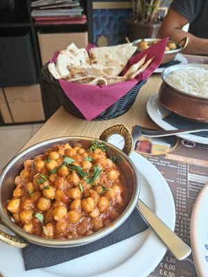 Chana Masala with rice and roti at Taste Of India in Riva Del Garda