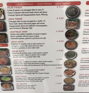 Vegetarian and vegan foods on the menu. at Taste Of India in Riva Del Garda