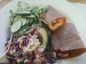 This is a photo of their raw vegan wrap that they had one day for their 'Raw meal of the day'. at Food and Thought in Naples