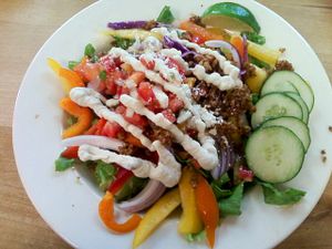 The cafe offers a different "Raw Meal of the day" every day. Here's their Raw Vegan Taco Salad they had one day. at Food and Thought in Naples