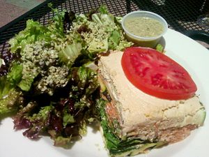 Raw vegan meal of the day: Raw vegan spinach lasagna with caesar salad. at Food and Thought in Naples