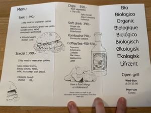 Menu - be aware that sometimes the special isn’t vegan and is only vegetarian  at Bioborgari in Reykjavik