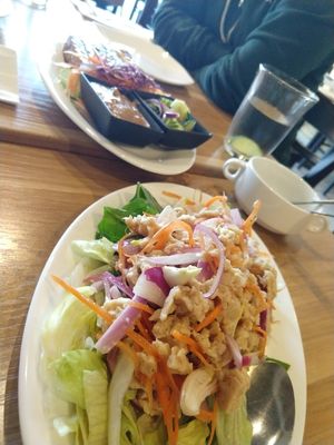 Orange Chik'n at other end at Thai East Wind in Santa Monica