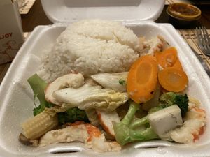 "Happiness shrimp rice” at Delish in Temecula