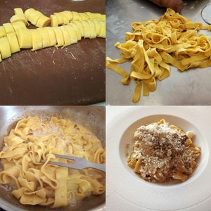 Home made Tagliatelle alla carbonara! at Antonio's Kitchen in East London