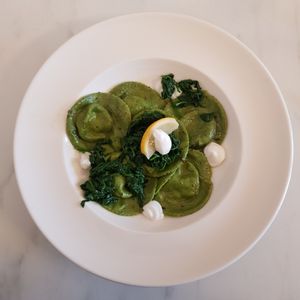 Spinach and ricotta ravioli at Antonio's Kitchen in East London