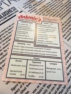 The savoury side of the menu at Antonio's Kitchen in East London