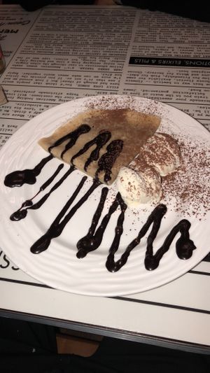 Crepe with vegan Nutella, hazelnuts and ice cream. (No hazelnuts on this one)! at Antonio's Kitchen in East London